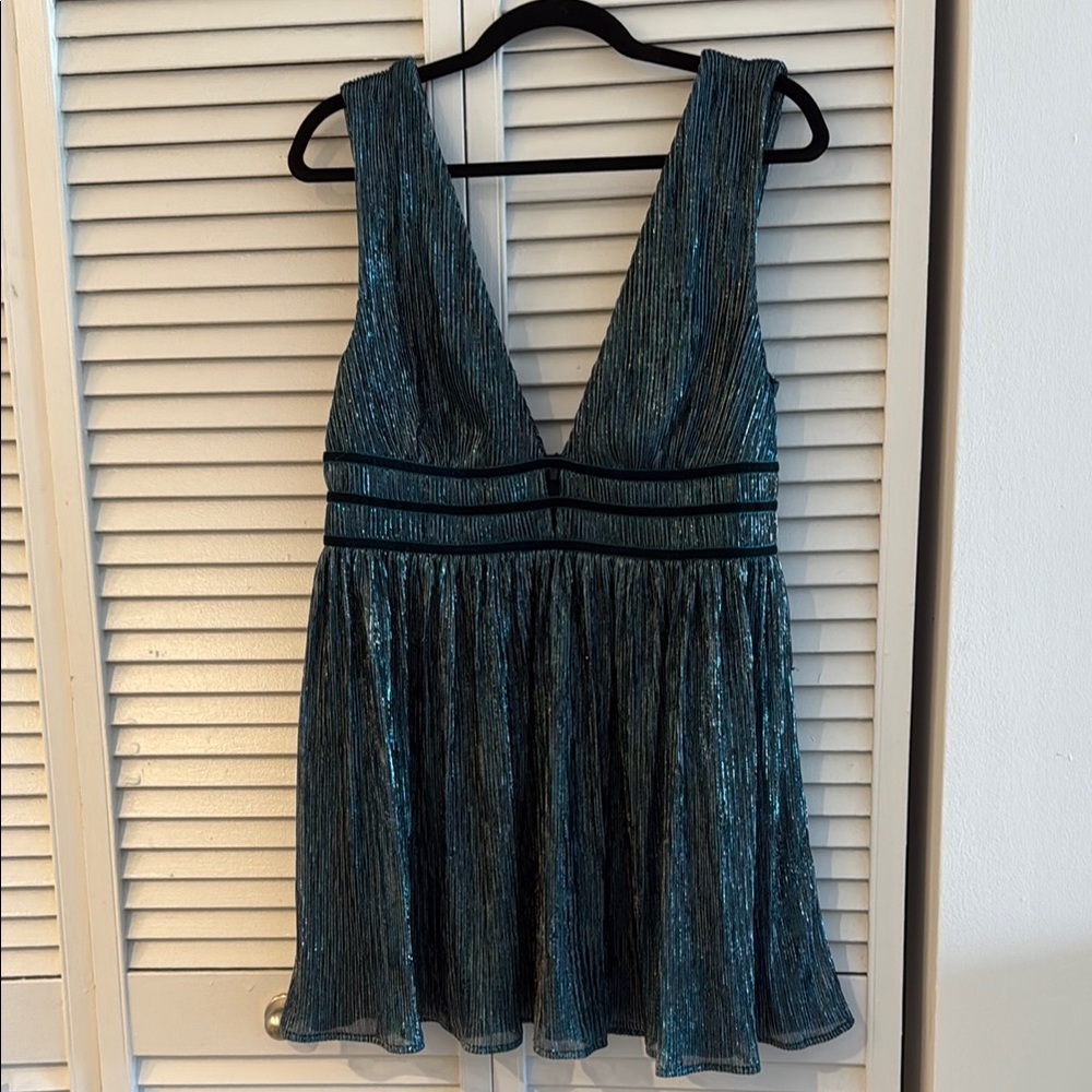 Like New- Lulu's Shimmering Teal Mini Dress